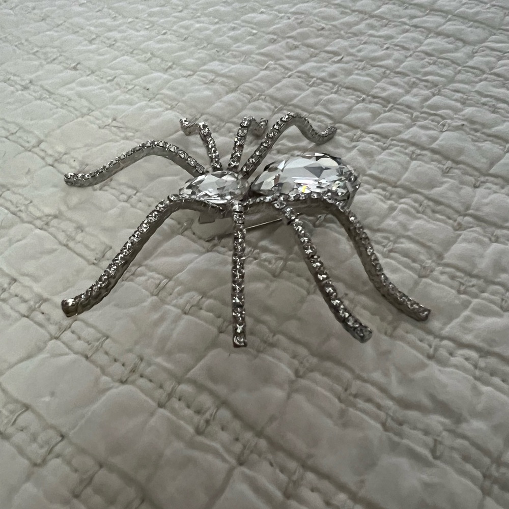 Black Widow Rhinestone Spider Brooch